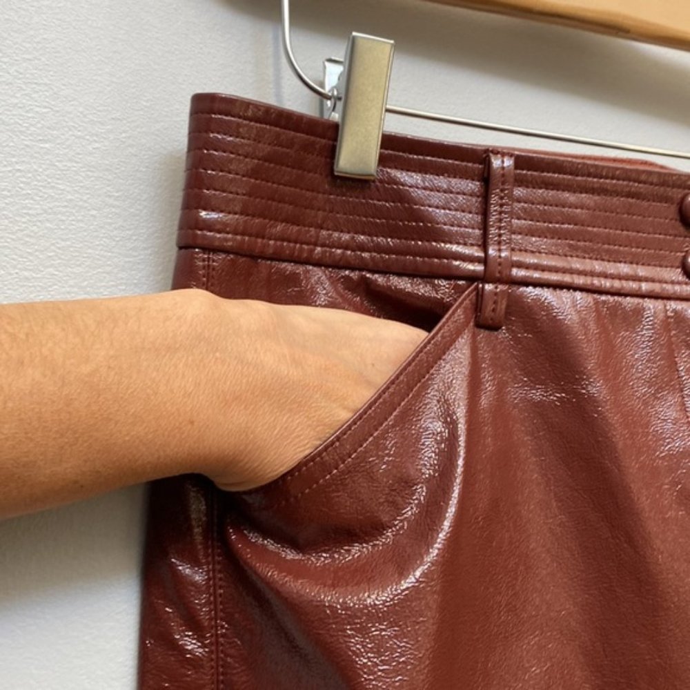❗️SOLD❗️Aritzia Wilfred Rustic Burnt Orange Faux Leather Funk Pants Size 12 - Picture 11 of 11